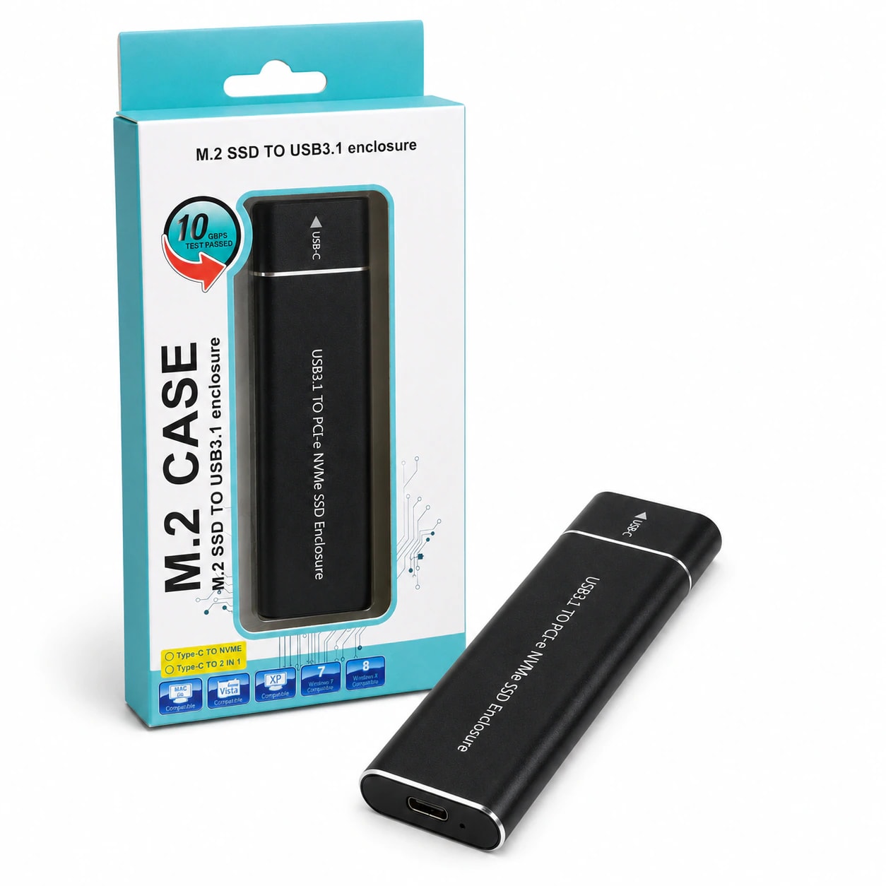 M.2 NVMe SSD Enclosure — USB 3.1 Gen 2 Type-C (10Gbps, Aluminum)