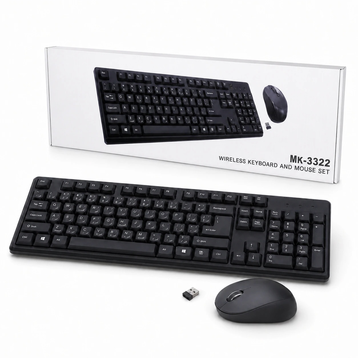 Keyboard and Mouse Wireless MK-3322 Arabic