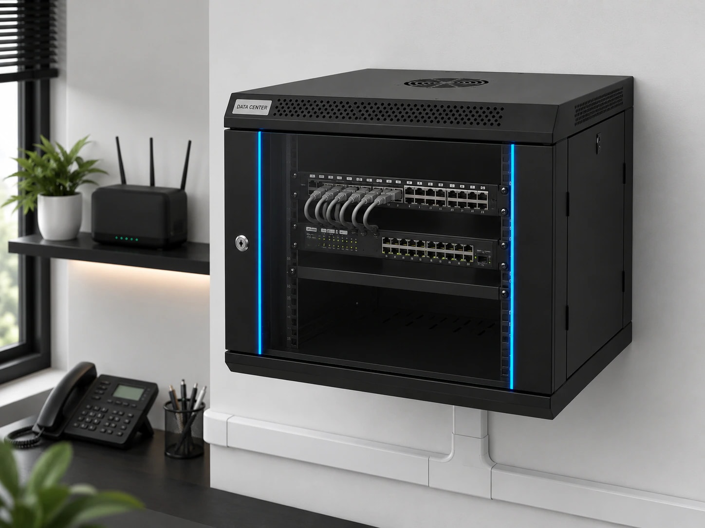 Cabinet Data Center 6 Unit - Width 600 mm × Depth 450 mm × Height 350 mm - Panel thickness 0.8 / Rails 1.5 (unit unspecified)